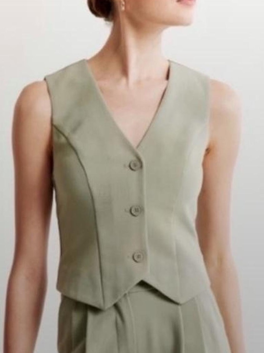 Abercrombie & Fitch Women's Khaki Green Tailored vest